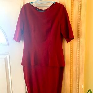 Lafayette 148 size 8 peplum dress, burgundy color